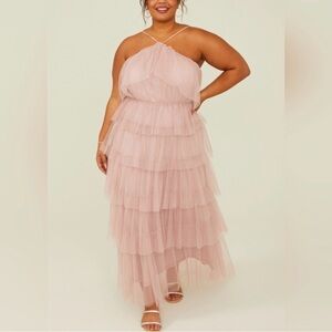 ARULA Blush Layered Formal Dress